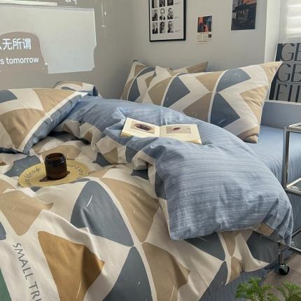 金丝鸟家纺 2023新款全棉简约斜纹四件套 格森