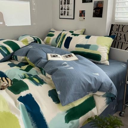 金丝鸟家纺 2023新款全棉简约斜纹四件套 色调