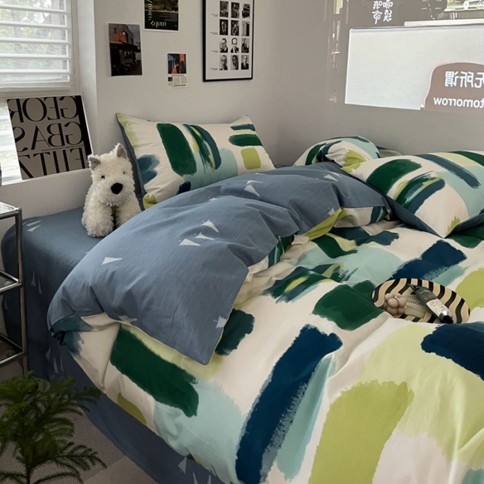 91家纺网 家纺一手货源 找家纺 金丝鸟家纺 2023新款全棉简约斜纹四件套 色调