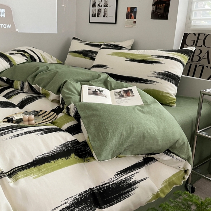 91家纺网 家纺一手货源 找家纺 金丝鸟家纺 2023新款全棉简约斜纹四件套 斜影