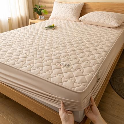 91家纺网 家纺一手货源 找家纺 芬晴 2023新款A类原棉抗菌夹棉床笠 青春-卡其