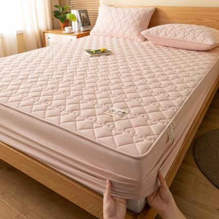 91家纺网 家纺一手货源 找家纺 芬晴 2023新款A类原棉抗菌夹棉床笠 青春-豆沙粉