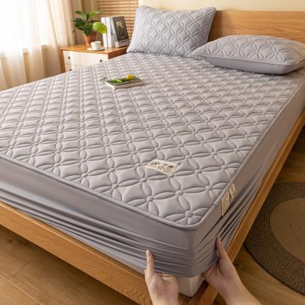 91家纺网 家纺一手货源 找家纺 芬晴 2023新款A类原棉夹棉抗菌床笠花语系列 花语-星灰