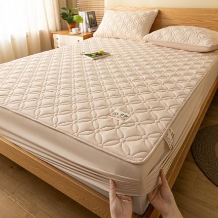 91家纺网 家纺一手货源 找家纺 芬晴 2023新款A类原棉夹棉抗菌床笠花语系列 花语-卡其