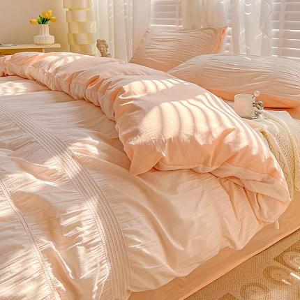 娜娜 2022新款全棉泡泡纱四件套 泡泡纱-淡粉