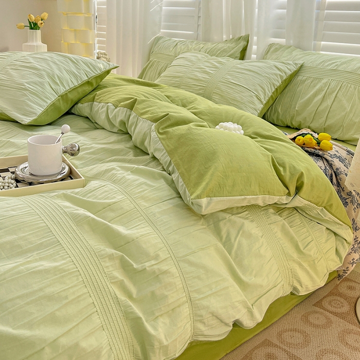 91家纺网 家纺一手货源 找家纺 娜娜 2022新款全棉泡泡纱四件套 泡泡纱-果绿