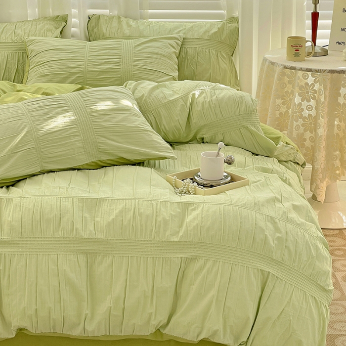 91家纺网 家纺一手货源 找家纺 娜娜 2022新款全棉泡泡纱四件套 泡泡纱-果绿