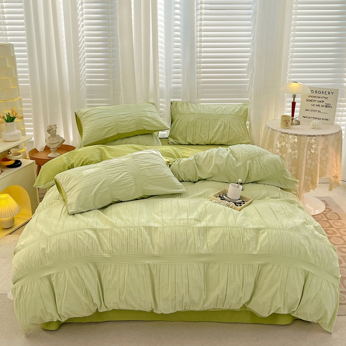 91家纺网 家纺一手货源 找家纺 娜娜 2022新款全棉泡泡纱四件套 泡泡纱-果绿