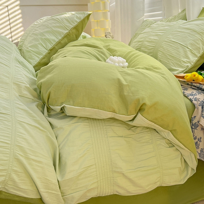 91家纺网 家纺一手货源 找家纺 娜娜 2022新款全棉泡泡纱四件套 泡泡纱-果绿