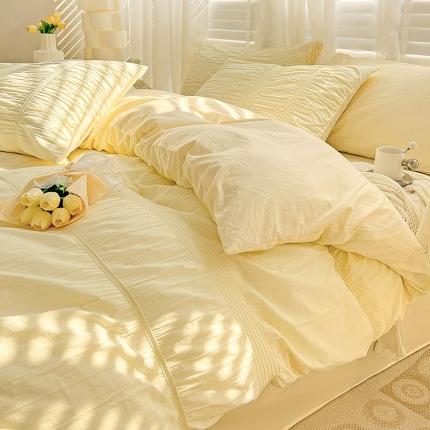 娜娜 2022新款全棉泡泡纱四件套 泡泡纱-奶昔黄