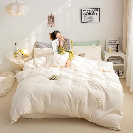 91家纺网 家纺一手货源 找家纺 （总）芷凡家纺 2022新款雅棉纯色斜纹磨毛贴标款四件套