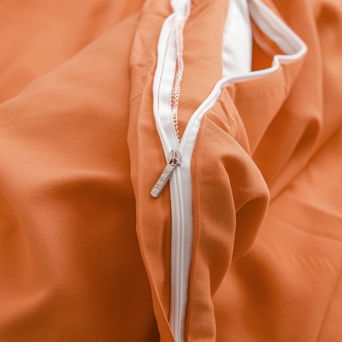 91家纺网 家纺一手货源 找家纺 芷凡家纺 2022新款雅棉纯色斜纹磨毛贴标款四件套 贴标款-橙色