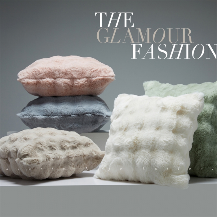 91家纺网 家纺一手货源 找家纺 （总）缔缦2022新款皮草绒抱枕（50*50cm含芯）