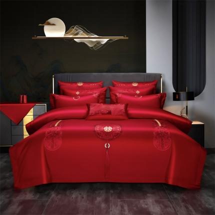 91家纺网 家纺一手货源 找家纺 （总）缔缦 2022新款秋冬婚庆长绒棉刺绣多件套步步高升