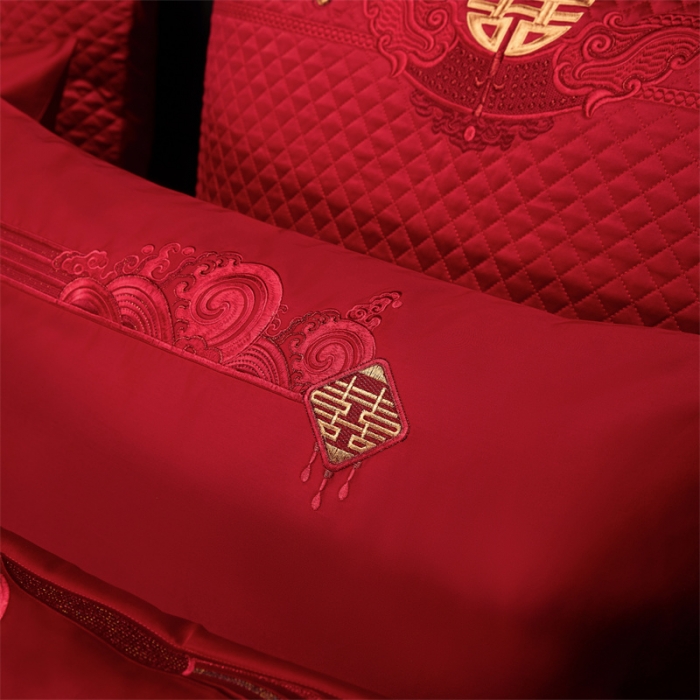 91家纺网 家纺一手货源 找家纺 （总）缔缦 2022新款秋冬婚庆长绒棉刺绣多件套步步高升