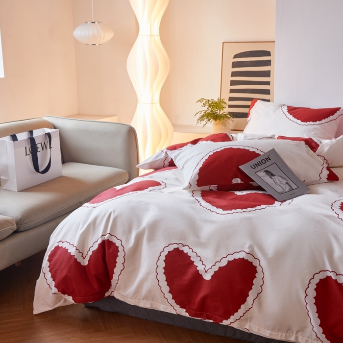 91家纺网 家纺一手货源 找家纺 怡家居 2022新款直播供货全棉印花四件套-第九批 心染