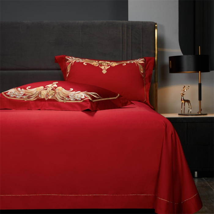 91家纺网 家纺一手货源 找家纺 （总）缔缦 2022新款秋冬婚庆长绒棉刺绣多件套凤冠霞帔