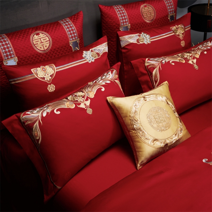 91家纺网 家纺一手货源 找家纺 （总）缔缦 2022新款秋冬婚庆长绒棉刺绣多件套凤冠霞帔