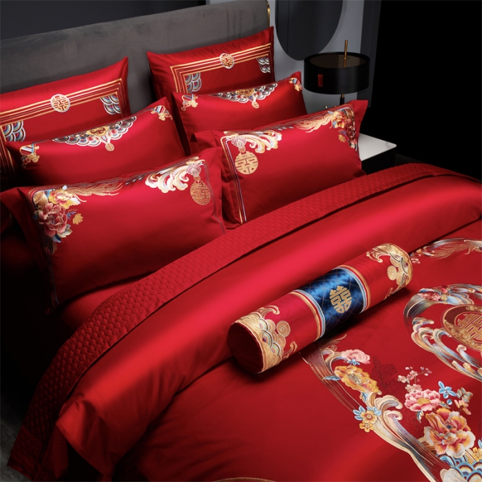 91家纺网 家纺一手货源 找家纺 （总）缔缦 2022新款秋冬婚庆长绒棉刺绣多件套富贵花开