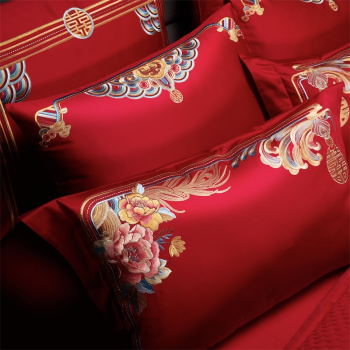 91家纺网 家纺一手货源 找家纺 （总）缔缦 2022新款秋冬婚庆长绒棉刺绣多件套富贵花开