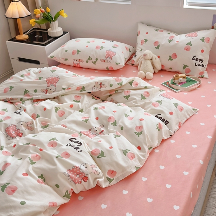 91家纺网 家纺一手货源 找家纺 怡家居 2022新款直播供货全棉卡通四件套 艾丽小兔