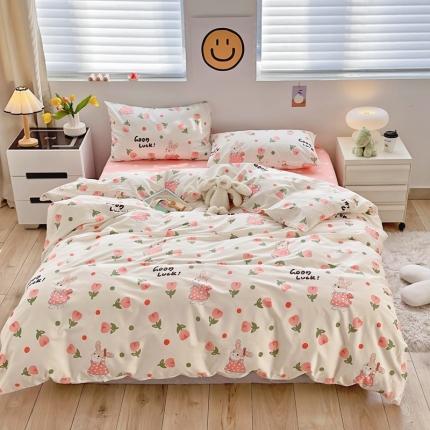 怡家居 2022新款直播供货全棉卡通四件套 艾丽小兔