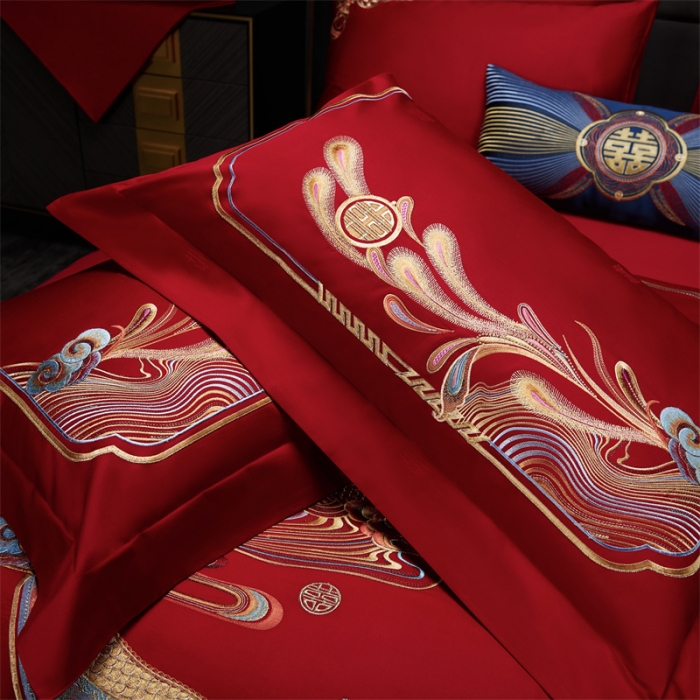 91家纺网 家纺一手货源 找家纺 （总）缔缦 2022新款秋冬婚庆长绒棉刺绣多件套情深意切