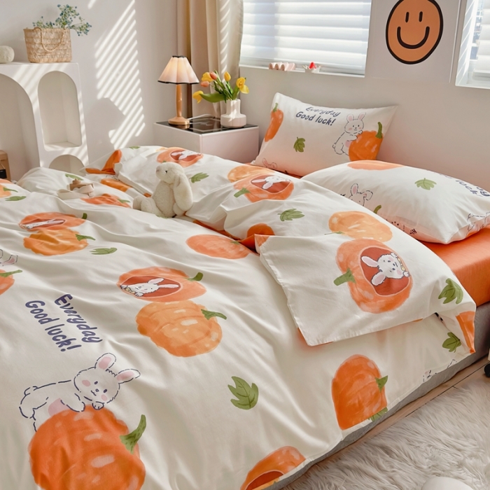 91家纺网 家纺一手货源 找家纺 怡家居 2022新款直播供货全棉卡通四件套 南瓜娃娃