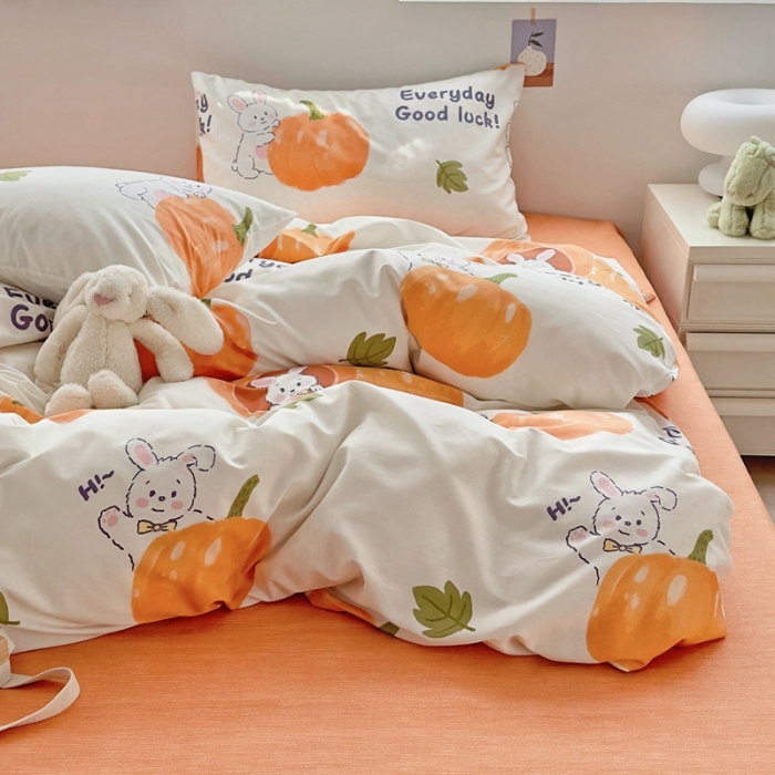 91家纺网 家纺一手货源 找家纺 怡家居 2022新款直播供货全棉卡通四件套 南瓜娃娃