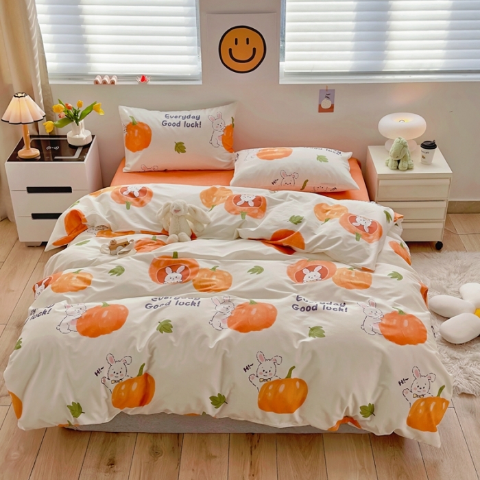 91家纺网 家纺一手货源 找家纺 怡家居 2022新款直播供货全棉卡通四件套 南瓜娃娃
