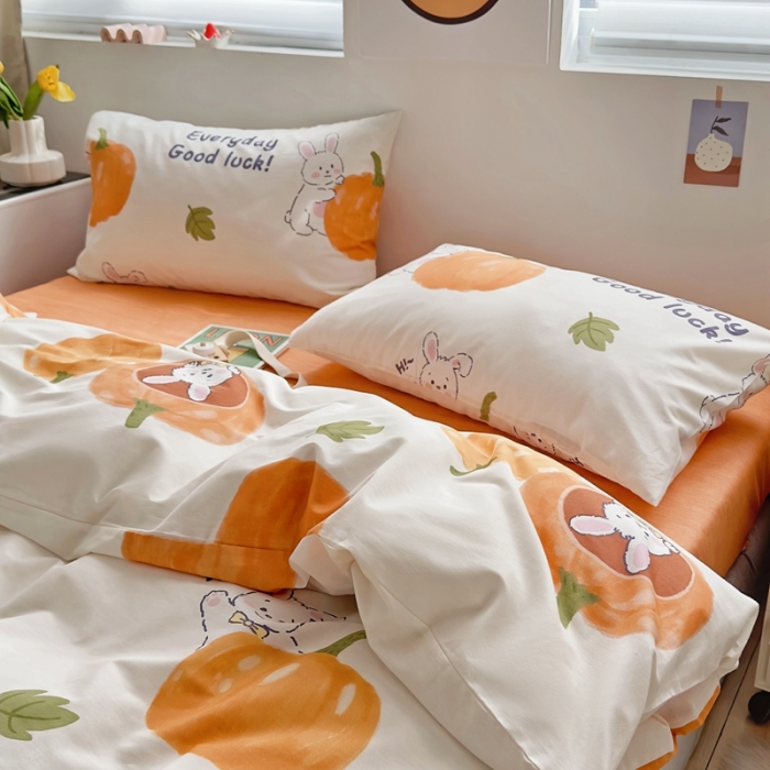 91家纺网 家纺一手货源 找家纺 怡家居 2022新款直播供货全棉卡通四件套 南瓜娃娃