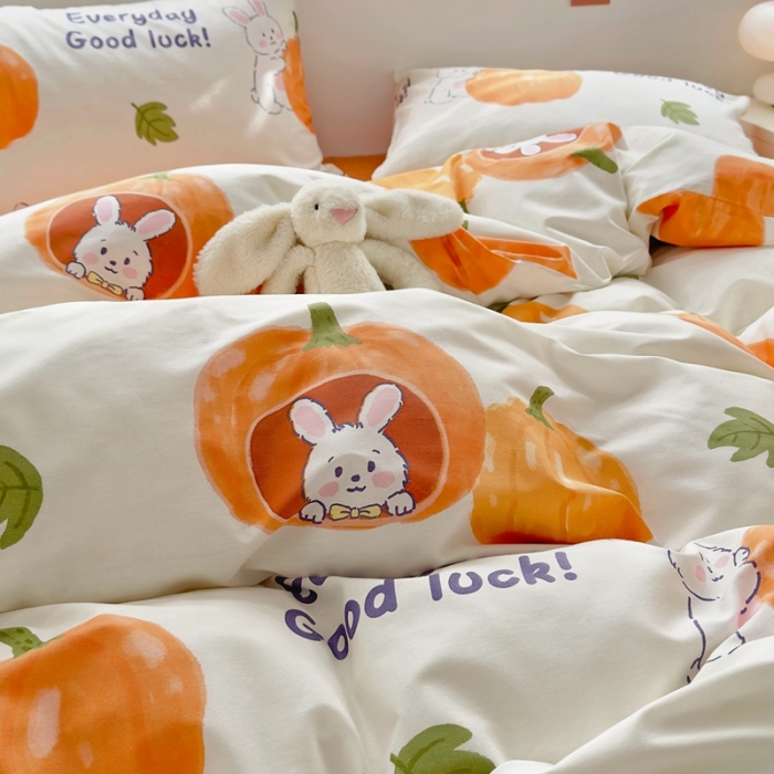 91家纺网 家纺一手货源 找家纺 怡家居 2022新款直播供货全棉卡通四件套 南瓜娃娃