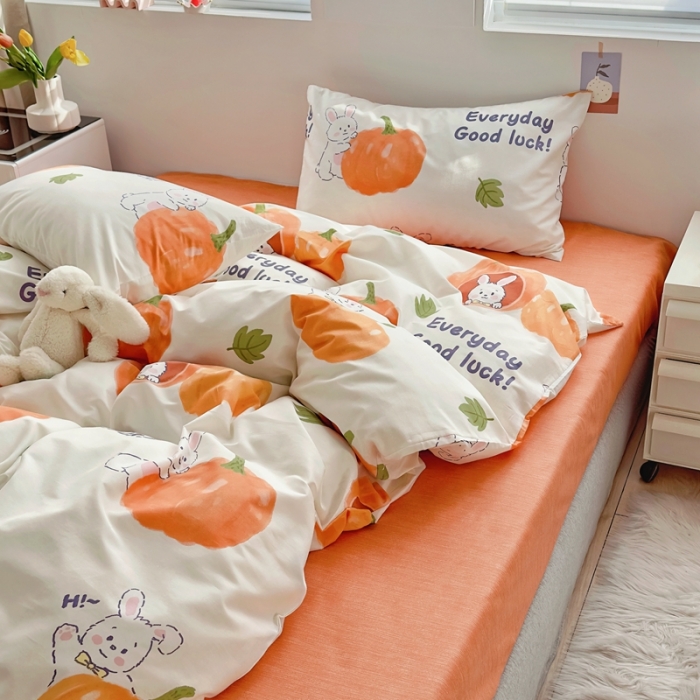 91家纺网 家纺一手货源 找家纺 怡家居 2022新款直播供货全棉卡通四件套 南瓜娃娃