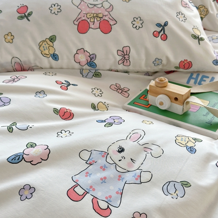 91家纺网 家纺一手货源 找家纺 怡家居 2022新款直播供货全棉卡通四件套 俏皮兔