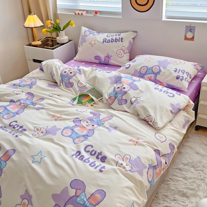 91家纺网 家纺一手货源 找家纺 怡家居 2022新款直播供货全棉卡通四件套 星空兔子