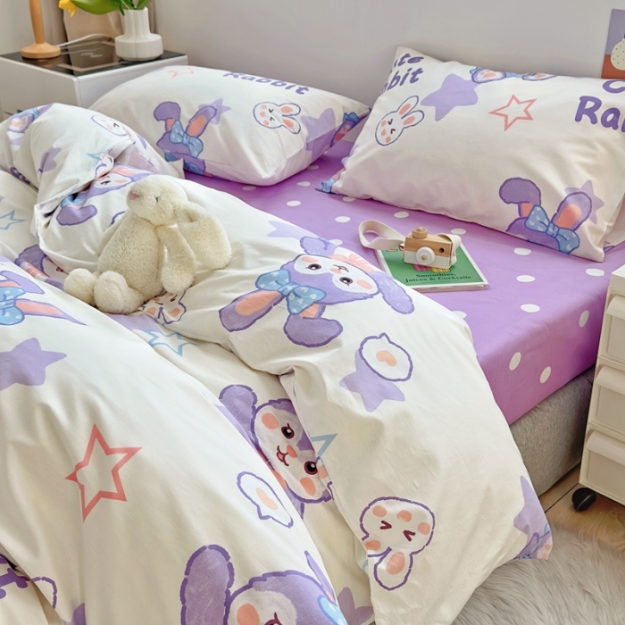 91家纺网 家纺一手货源 找家纺 怡家居 2022新款直播供货全棉卡通四件套 星空兔子