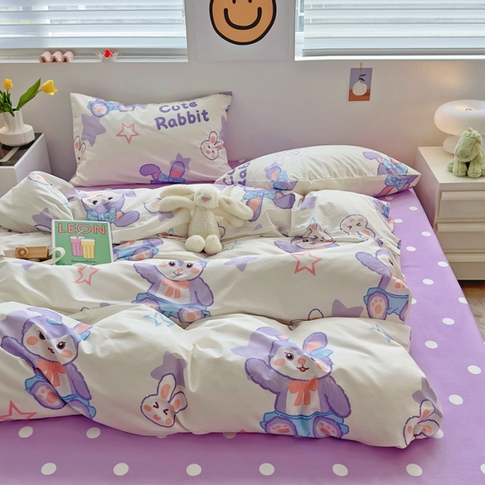 91家纺网 家纺一手货源 找家纺 怡家居 2022新款直播供货全棉卡通四件套 星空兔子