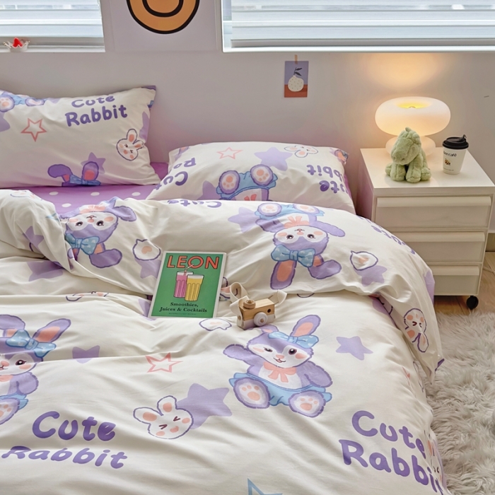 91家纺网 家纺一手货源 找家纺 怡家居 2022新款直播供货全棉卡通四件套 星空兔子