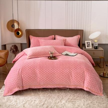 91家纺网 家纺一手货源 找家纺 （总）老K (原美阁） 2024新款婴儿绒牛奶绒简约绒四件套-路易