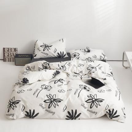 怡家居 2022新款直播供货全棉印花四件套二 白笕