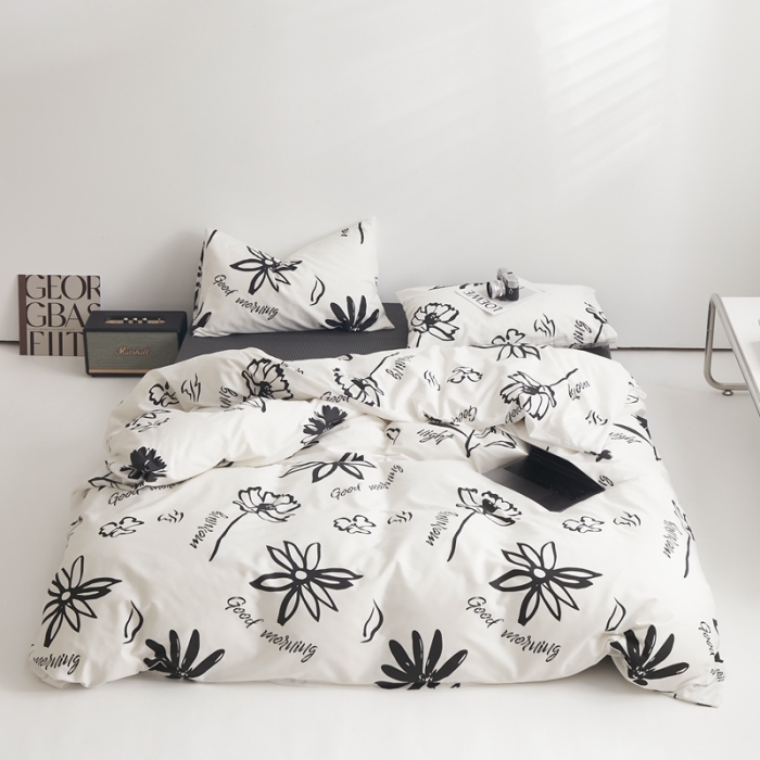 91家纺网 家纺一手货源 找家纺 怡家居 2022新款直播供货全棉印花四件套二 白笕