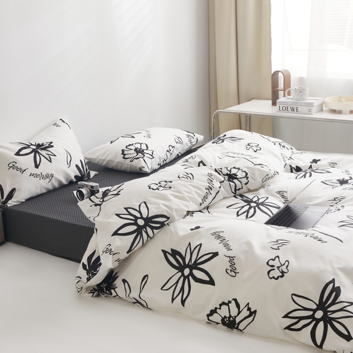 91家纺网 家纺一手货源 找家纺 怡家居 2022新款直播供货全棉印花四件套二 白笕