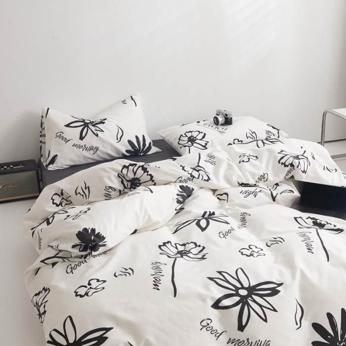 91家纺网 家纺一手货源 找家纺 怡家居 2022新款直播供货全棉印花四件套二 白笕