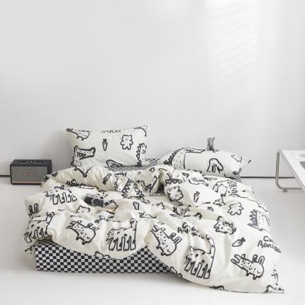 怡家居 2022新款直播供货全棉印花四件套二 简笔画