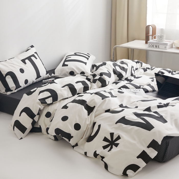 91家纺网 家纺一手货源 找家纺 怡家居 2022新款直播供货全棉印花四件套二 字母游戏