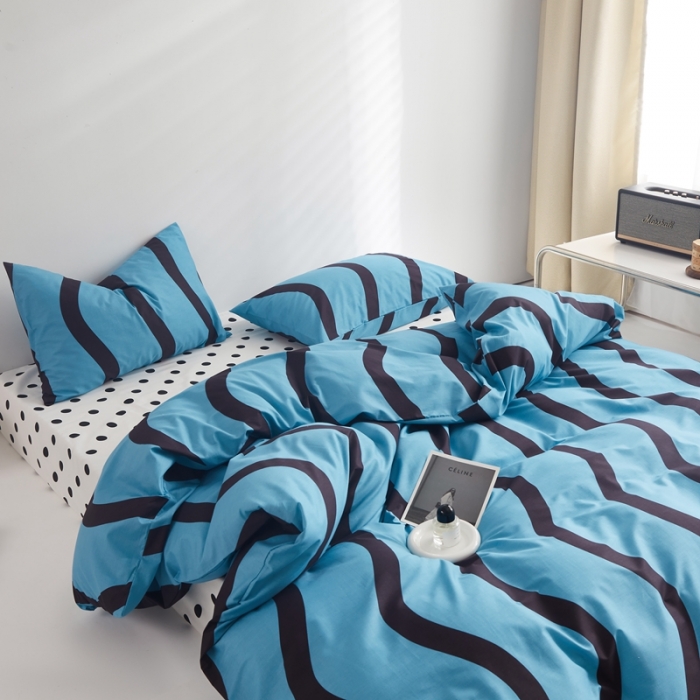 91家纺网 家纺一手货源 找家纺 怡家居 2022新款直播供货全棉印花四件套三 梵音-蓝