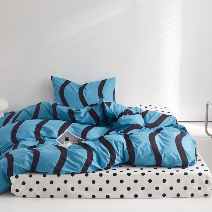 91家纺网 家纺一手货源 找家纺 怡家居 2022新款直播供货全棉印花四件套三 梵音-蓝