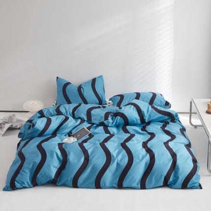 怡家居 2022新款直播供货全棉印花四件套三 梵音-蓝