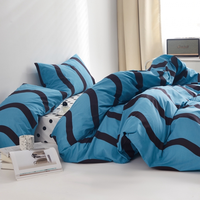 91家纺网 家纺一手货源 找家纺 怡家居 2022新款直播供货全棉印花四件套三 梵音-蓝