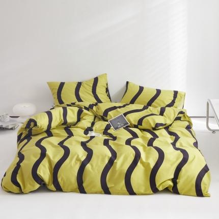 怡家居 2022新款直播供货全棉印花四件套三 梵音-绿